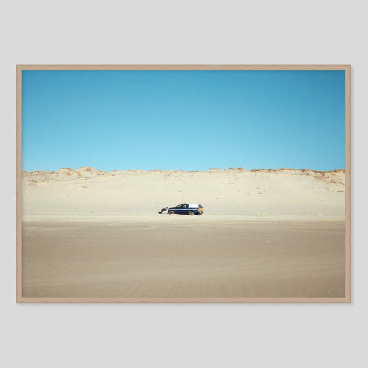 Beach Photography Poster - a photo of a lost police car on the beach - stunning landscape